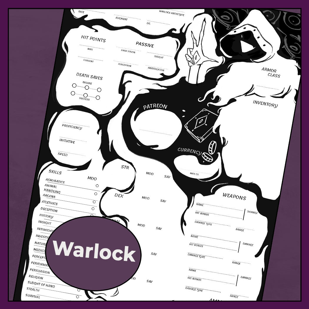 D&D 5e Warlock Character Sheet