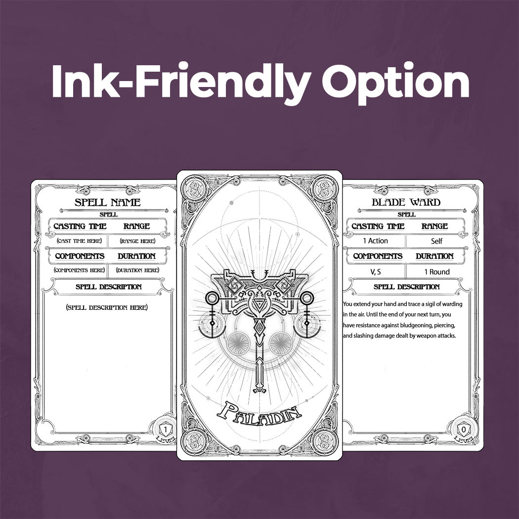 Paladin D&D 5e Spell Card, Printable Fillable PDF