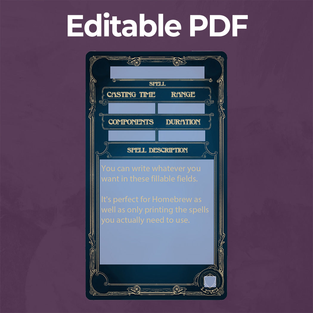 Artificer D&D 5e Spell Card, Printable Fillable PDF