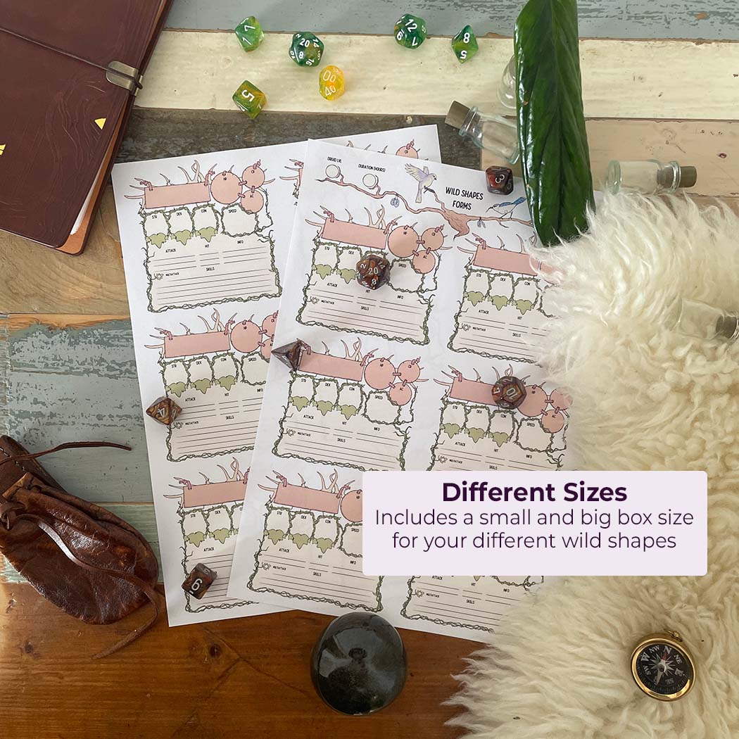 Druid Wild Shapes Tracker | D&amp;D 5e | Fillable PDF – Armor Class