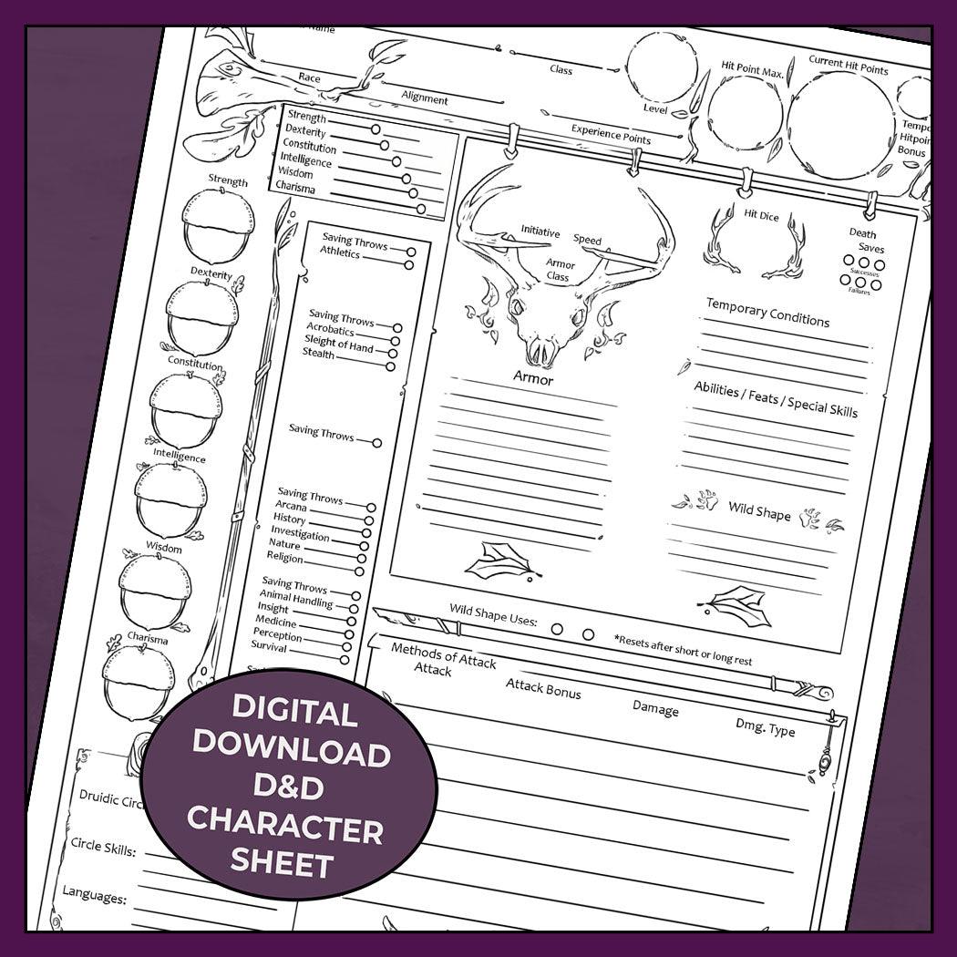 force-of-nature-colorless-dnd-5e-druid-character-sheet-form-fillable-pdf for Dnd Character Sheet Printable Free Force of Nature, Colorless - DnD 5e Druid Character Sheet, Form Fillable PDF for Dnd Character Sheet Printable Free