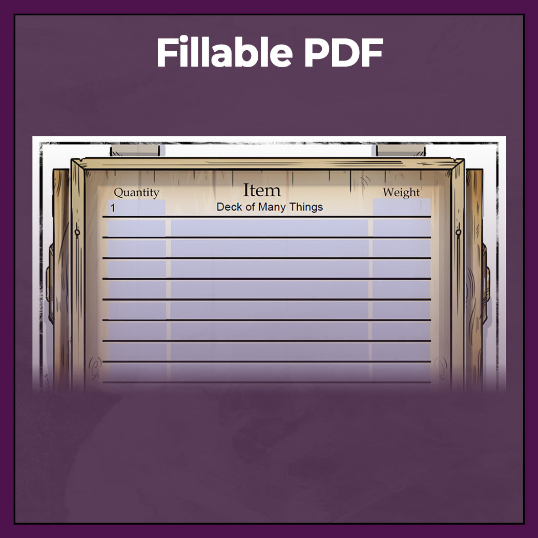 Inventory Sheet - D&D | Fillable PDF