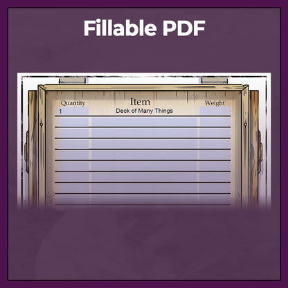 Inventory Sheet - D&D | Fillable PDF