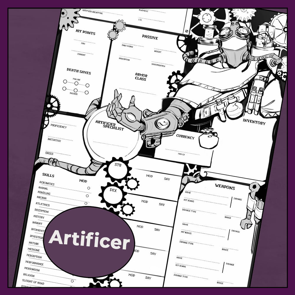 D&amp;D 5e Character Sheet Bundle - All Classes | Noir