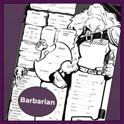 D&D 5e Barbarian Character Sheet