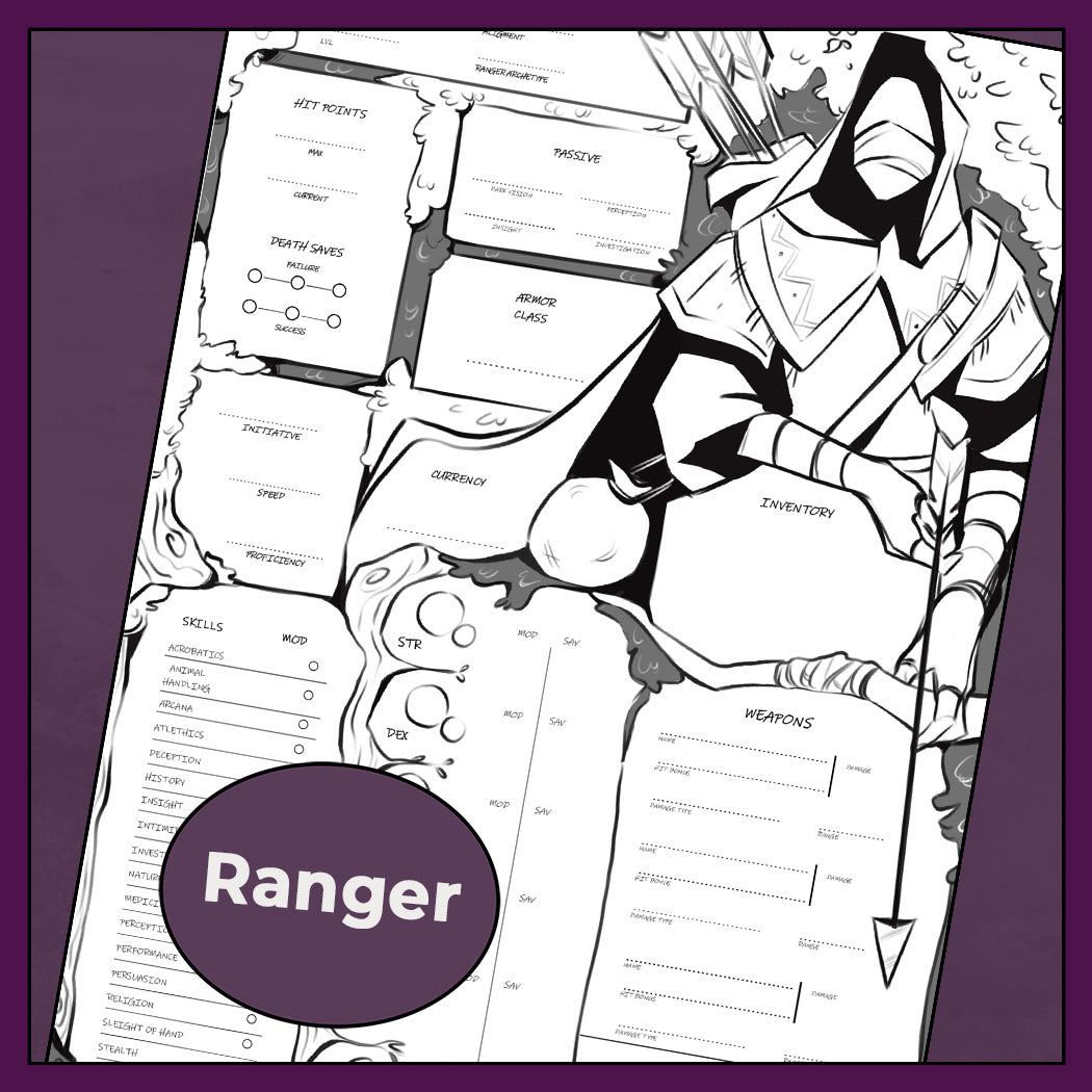 D&D 5e Ranger Character Sheet