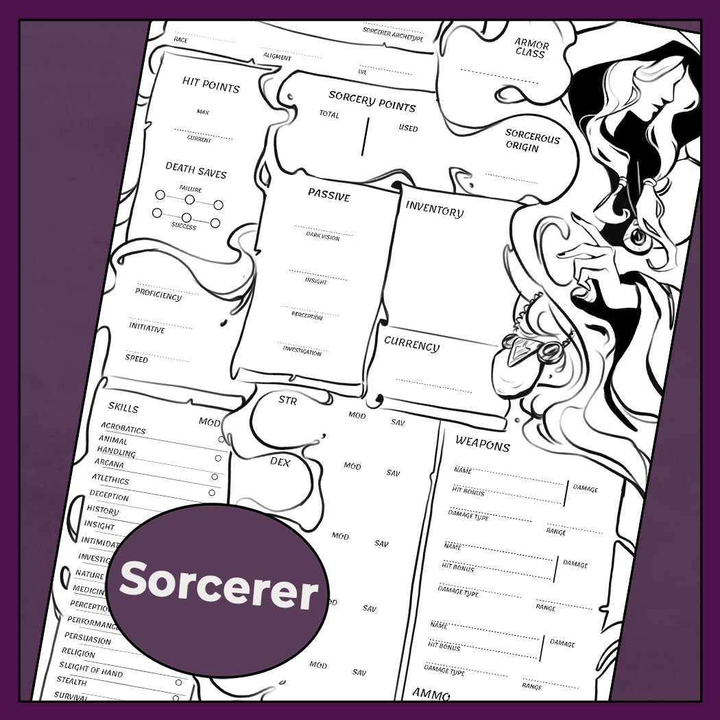 D&D 5e Sorcerer Character Sheet