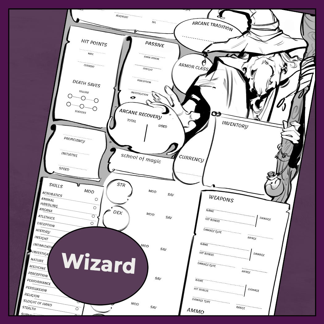 D&D 5e Wizard Character Sheet