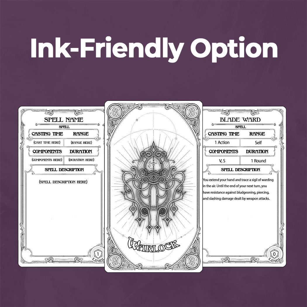 Warlock D&D 5e Spell Card, Printable Fillable PDF