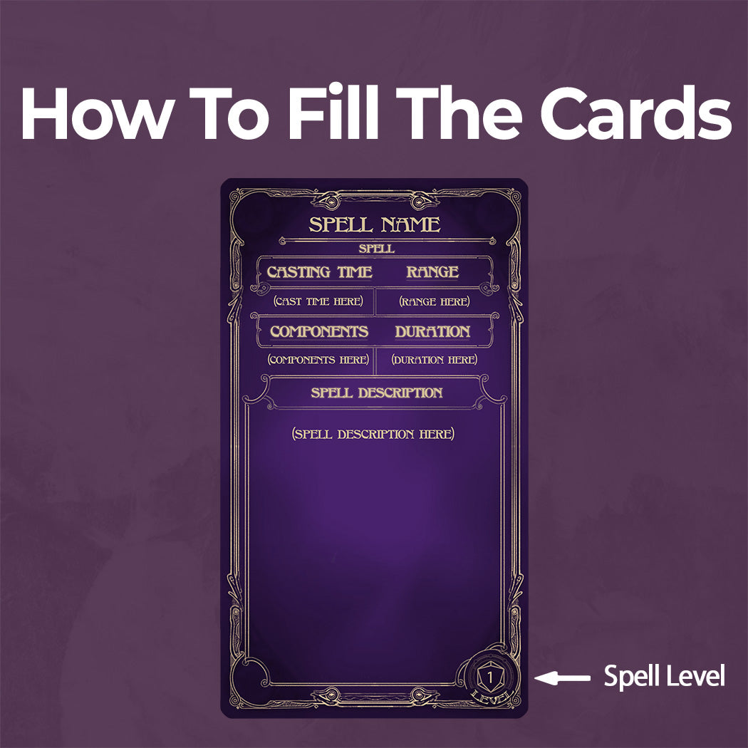 Wizard D&D 5e Spell Card, Printable Fillable PDF