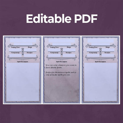 Paladin Spell Cards - Form Fillable Blank PDF - Armor Class